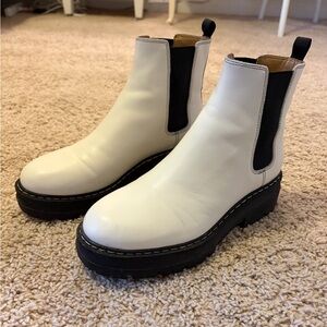 Marc Fisher White and Black Ankle Boots